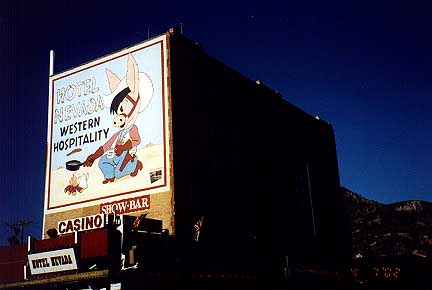 Donky mascot sign at Hotel Nevada in Ely