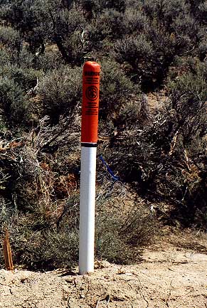Right of way marker post along Hwy 50