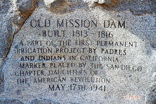 Plaque at Mission Dam